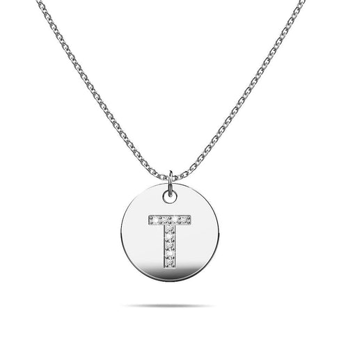 Initials Fabulous Alphabet Letter Necklace White Gold Layered Steel Jewellery